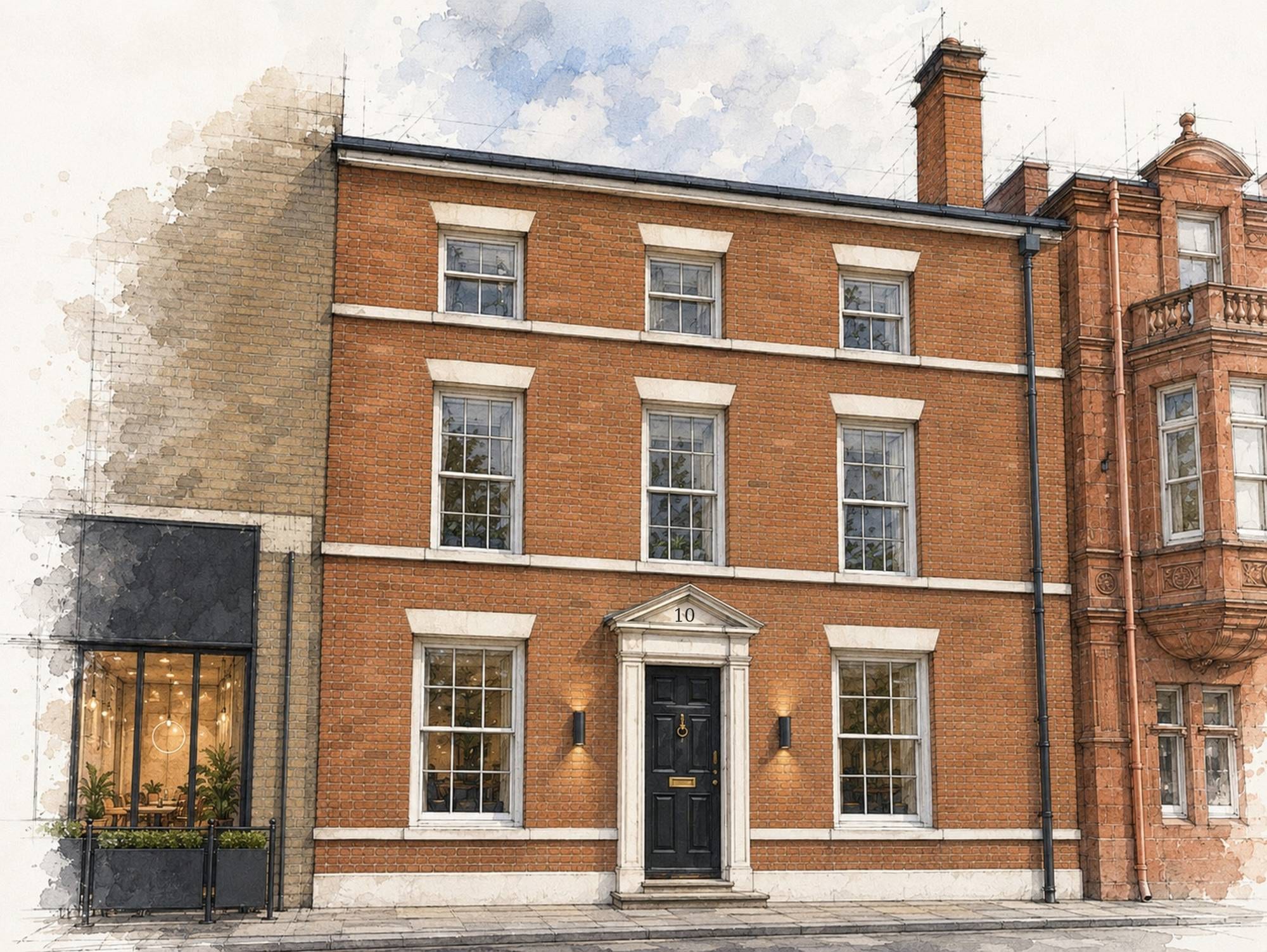 Watercolour illustration of ShiftWorks Northgate House, Chester